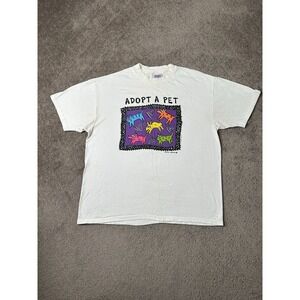 Vintage T-shirt 1995 Hanes Beefy-T Adopt A Pet Cat Graphic Stella LPayne Size XL
